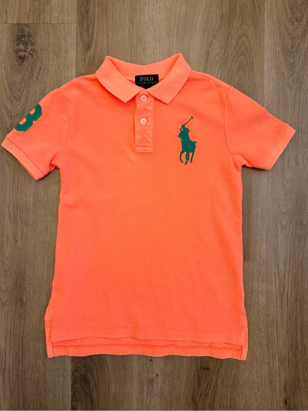 Polo by Ralph Lauren Bright Orange Polo with Green Pony - Kids
